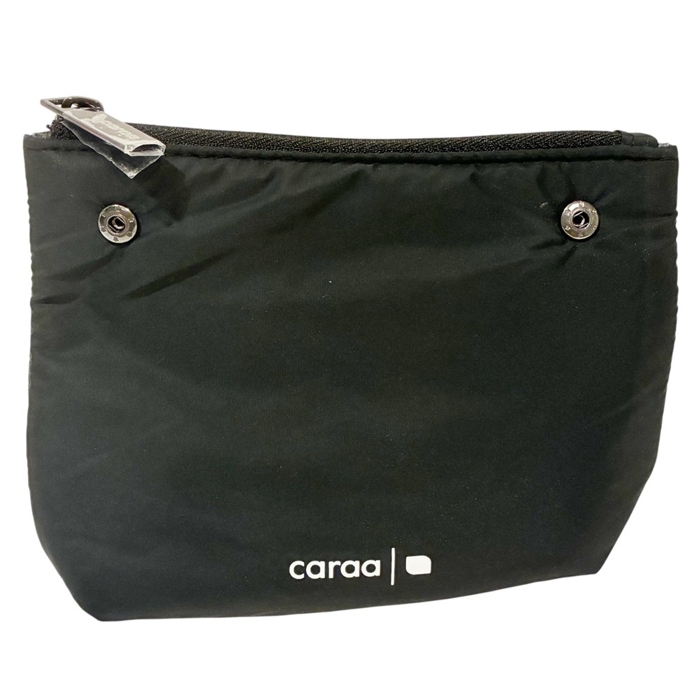 Caraa‎ Black Nylon Cosmetic Bag Zip Closure Mesh Lining